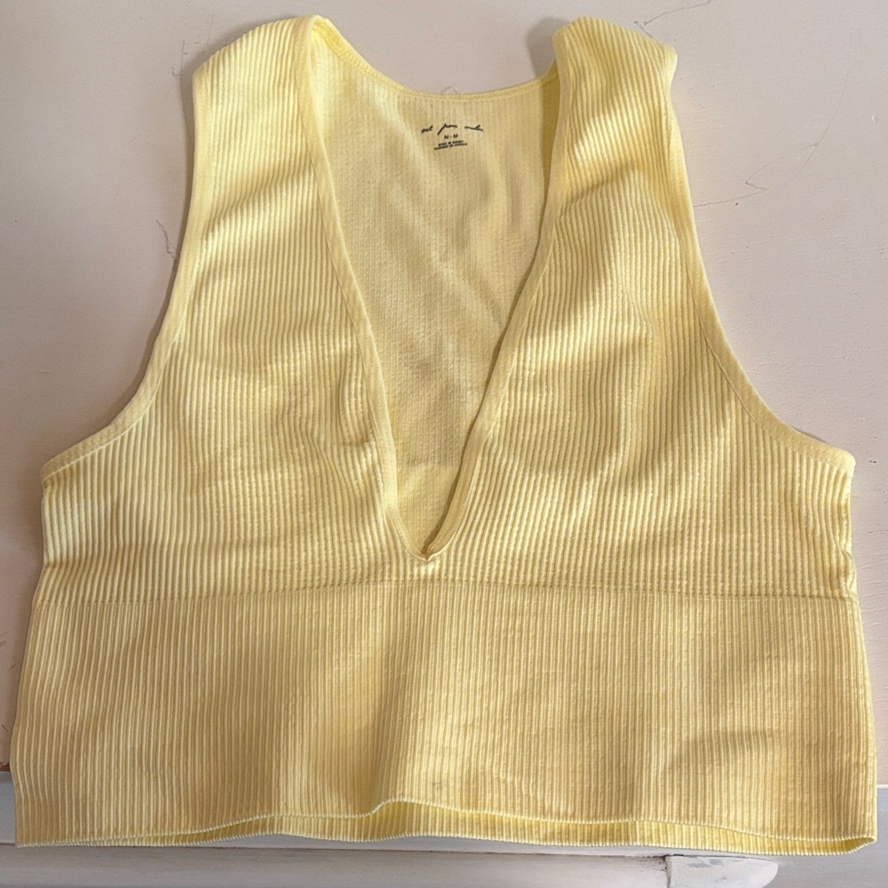 Urban Outfitters Yellow Ribbed Cropped Tank Top